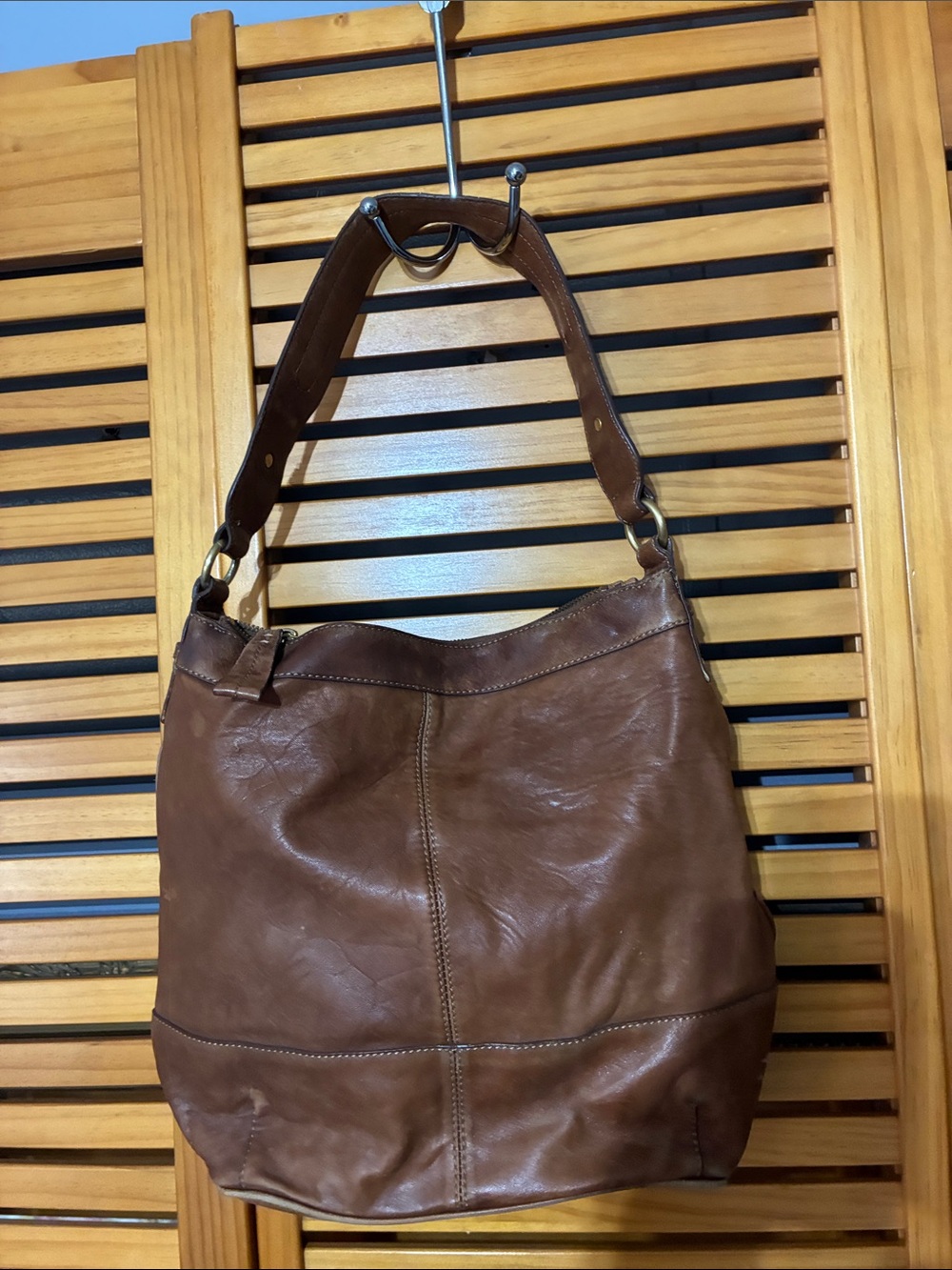 Liz Claiborne Brown Leather Shoulder Hobo Bag